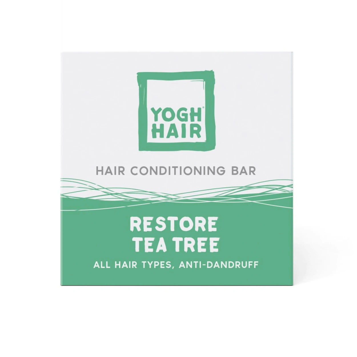 yogh hair restoring conditioner bar with tea tree on white background