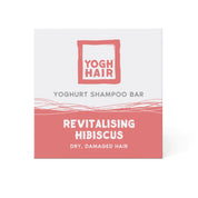yogh hair revitalising yoghurt shampoo bar with hibiscus on white background