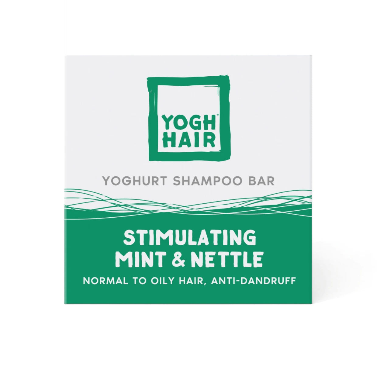 yogh hair stimulating yoghurt shampoo bar with mint and nettle on white background