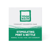 yogh hair stimulating yoghurt shampoo bar with mint and nettle on white background