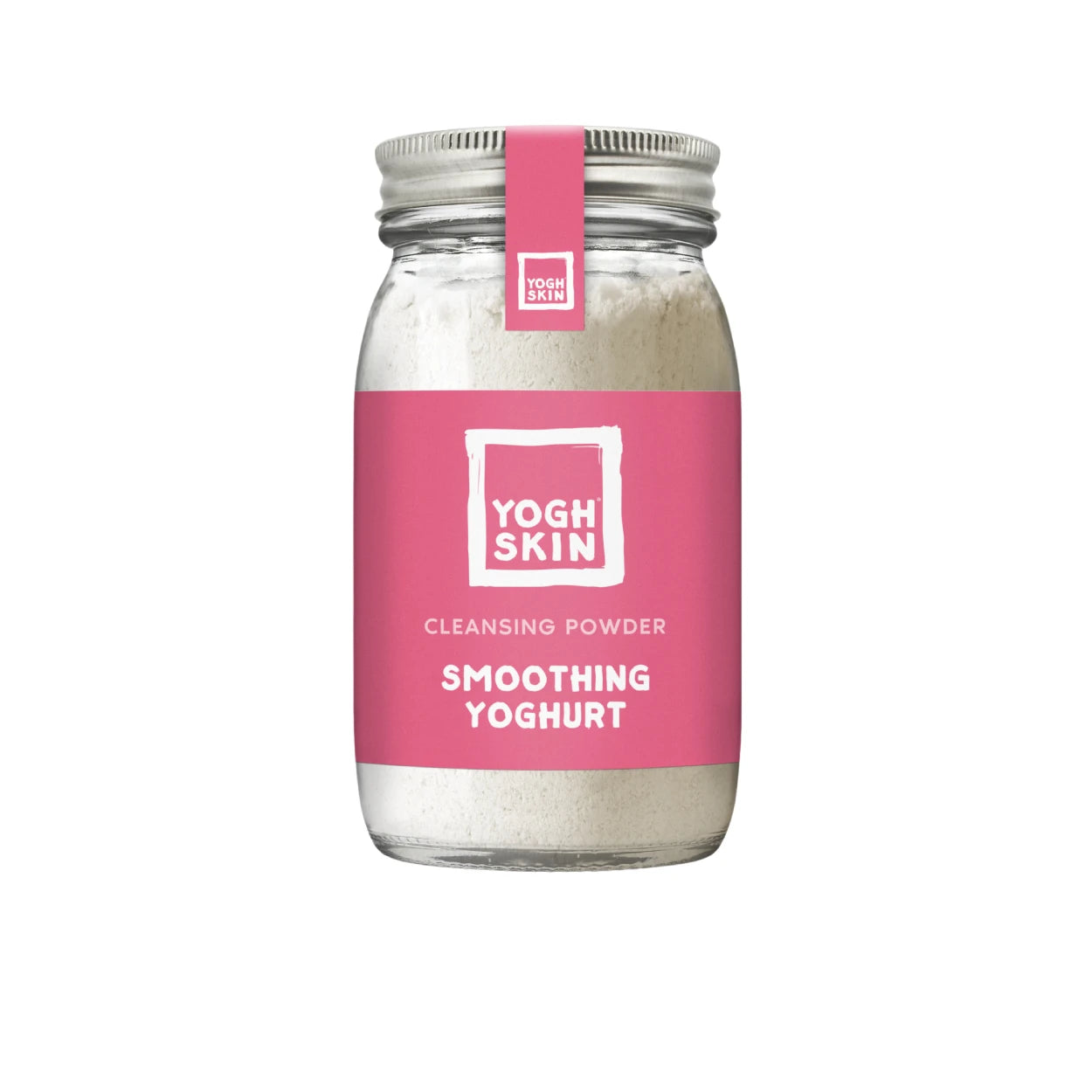 yoghskin smoothing cleansing powder with yoghurt on white background