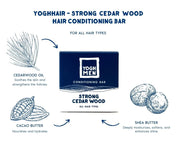 Cedarwood men conditioner in packaging with graphic illustration of ingredients