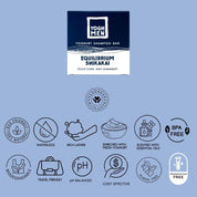 Shikakai men shampoo in packaging with cosmetics descriptive icons