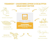 Awakening body butter in packaging with graphic illustration of ingredients