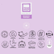 Rosemary soap in packaging with cosmetics informational icons