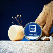 yoghmen solid hair and beard balm featured with its main ingredients cedar wood and virgin coco