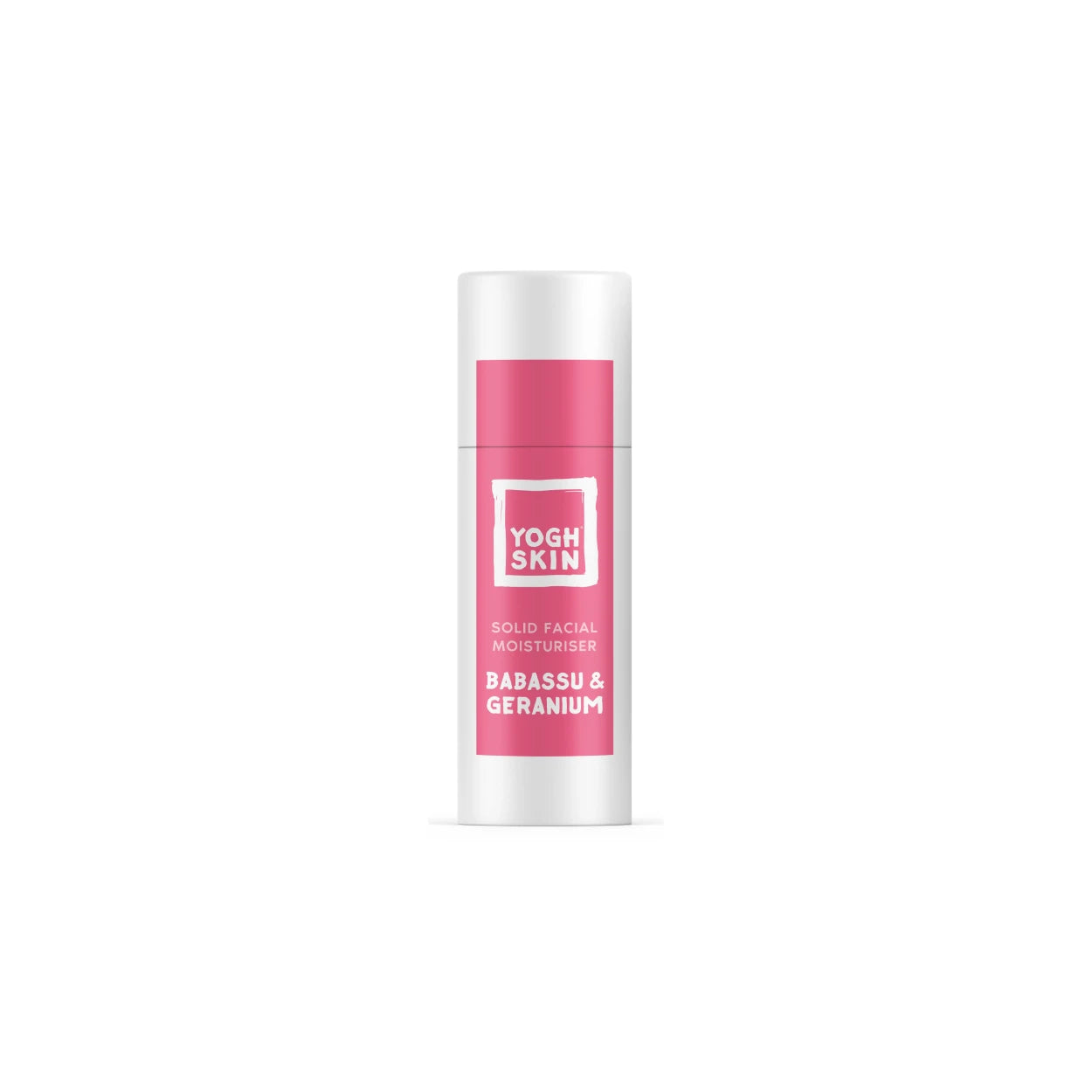 yoghskin solid facial moisturiser with babassu and geranium on white background
